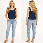 Juniors Grane Floral Ankle Jeans Size 5 Blue Pink Photo 1