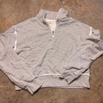 Elan  Cropped Collared Womens Small Gray Casual Sweatshirt Photo 0