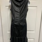 MIUSOL Black Stretch PU Leather Flared Mini Dress Photo 7