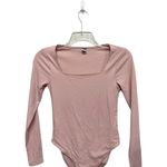 Old Navy  Baby Pink Ribbed Long Sleeve Bodysuit Size Medium Square Neck Photo 3
