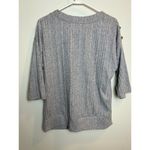 Luxulogy Grey Ribbed Short Sleeve Sweater Button Detail Women Size Large L Gray Photo 1