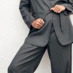 ZARA New Gray Linen Blend Belted Lapel Collar Long Sleeves Blazer Size S 2753129 Photo 1