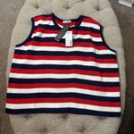 Vintage Striped Sleeveless Patriotic Sweater‎ Red Size 3X Photo 2