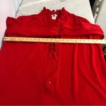 Vintage Red ruffled women’s blouse size 44 secretary top button down Photo 5