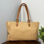 Tusk Nude Leather Luxury Shoulder Handbag with Brown Double Handle Two Tone Photo 0