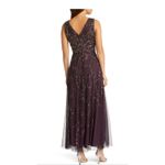 Pisarro Nights Beaded Mesh Gown with Jacket Size 12 Purple Photo 4