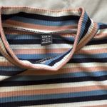 SheIn  Multicolor Striped Ribbed Mock Neck Long Sleeve Top Size XL Photo 2
