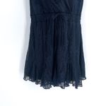 Anthropologie Trixxi Floral Lace Short Sleeve Flowy Flare Leg Shorts Romper Navy Blue XL Photo 5