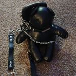 Black Faux Leather Chain Bear Purse Silver Photo 1