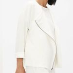 Eileen Fisher white flex tencel ponte round neck zip moto jacket size XL Photo 0