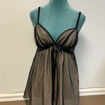 Victoria's Secret Victoria Secret Lingerie Babydoll Large Black Cream Lace Overlay Rhinestone Photo 0