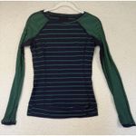Lululemon 4-6 Run Top Full Tilt LS Slalom Inkwell Blue Green Bean Stripe Lace Photo 0