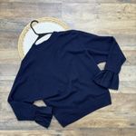 Milly Wrap Front Sweater Navy Blue Womens 0-2 P Merino Wool Cashmere Photo 7