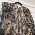 Ulla Johnson Adelaide Fossil Print Silk Long Sleeve Ruffle Mini Dress Size 8 Photo 12