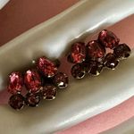 Pink rhinestone brass clip on earrings Photo 2
