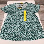 Lucky Brand  Green White Floral Short Sleeve Casual T Shirt Top Womens Size S New Photo 0