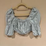 ZARA  Off the Shoulder Light Blue Crop Top | S Photo 1