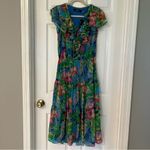 Ralph Lauren Lauren  Floral Crinkle Georgette Tiered Dress Size 2 Tropical‎ NEW Photo 2