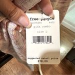 Free People Pink Combo Long Sleeve Textured Knit Top Size L (NWT) Photo 4