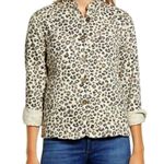 Caslon Leopard Print Button Down Lightweight Casual Utility Jacket M Tan Black Photo 1