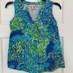 Lilly Pulitzer Tank Top Floral Print Woman's XS Sleeveless Top Green Blue Pink Photo 0