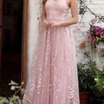 New Spaghetti Strap Embroidery Mesh Overlay Floral Maxi Dress, Sz M Size M Photo 0