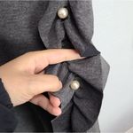 El Shaddai Women'sĀ Long SleeveāGray Shirt With Embroidered Pearls SizeāLarge Black Photo 2