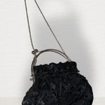 Beaded clutch purse with shoulder chain vintage Black Photo 1