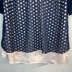 Eshakti Blouse Top 3X 24W Navy Blue Beige Geometric Short Sleeve V-Neck High Low Photo 3