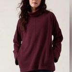 Athleta Cozy Karma Funnel Neck Sweatshirt Fleece Burgundy Pullover Top, Size S Photo 0