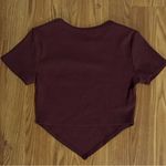 Forever 21 V Bandana Cut Crop Short Sleeve Trendy Maroon Basics Top Size M Photo 2