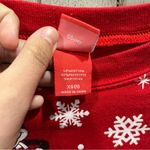 Disney  Mickey Mouse Santa Red Christmas Crewneck Sweatshirt Holiday Snowflake Photo 2