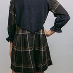 Chic Black and Brown Mini Dress with Plaid Design Size M Photo 10