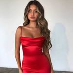 Oh Polly  Red Satin Bodycon Mini Dress Photo 1