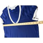 Amanda Uprichard  Womens Dress Sz L Blue White 100% Silk Drawstring V-neck Mini Photo 5