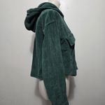 American Eagle Outfitters Green Corduroy Cropped Hoodie Shirt Jacket S Photo 3