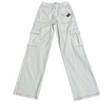 Halara  NWT Cream Wide Leg Cargo Pants Flex Denim Beige STRETCH  Stitch Size S Photo 0