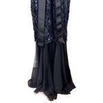 Tadashi Shoji Sequin and Tulle Lace Mermaid Gown Ribbon Tie in Navy 3T1430LX Photo 3