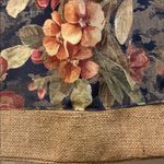MULTICOLOR FLORAL TAPESTRY JUTE TOTE BAG FLORAL DESIGN CLOTH HANDLES/INTERIOR Tan Photo 3