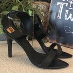 LIKE DREAMS ankle strap black‎ gold clasp heels Black Size 9 Photo 2
