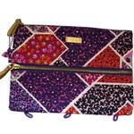 Vera Bradley Floral Patchwork Wristlet Bag Pouch Cosmetic Purple Orange Multi Photo 0