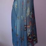 Sheer Blue Scarf with Butterfly Novelty Print Wrap Shawl Photo 3