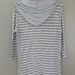 sandiva gray White Striped Jersey Knit Hooded 3/4 Sleeve Cover Up Tunic Beach s. Photo 2