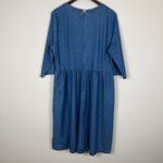 Roolee Midi Dress Womens 3XL Denim Blue Jean 3/4 Sleeve A-Line Pockets Modest Photo 6