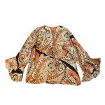 Kobi Halperin “Kayla” orange multicolor silk paisley print long sleeve blouse Photo 6