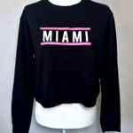 Garage  Miami Cropped Sweatshirt Long‎ Sleeve Pullover Top Black Pink Large Photo 0