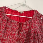Max Studio  Georgette Elbow Sleeve Cold Shoulder Blouse Red White Floral Boho Top Photo 10