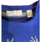 Liz Claiborne  Blue Gray Embroidered Deer Long Sleeve Pullover Sweater Large Photo 5