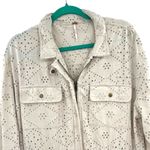 Free People Set The Tone Jumpsuit Eyelet Coveralls Ivory Cream Size US 12 Photo 3