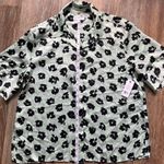 Equipment Blouse Shirt Short Sleeve Seafoam Green Leopard Cheetah Print Top Photo 5